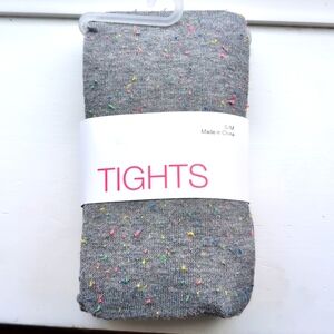 Grey tights with multicolored dots in a women's size S/M